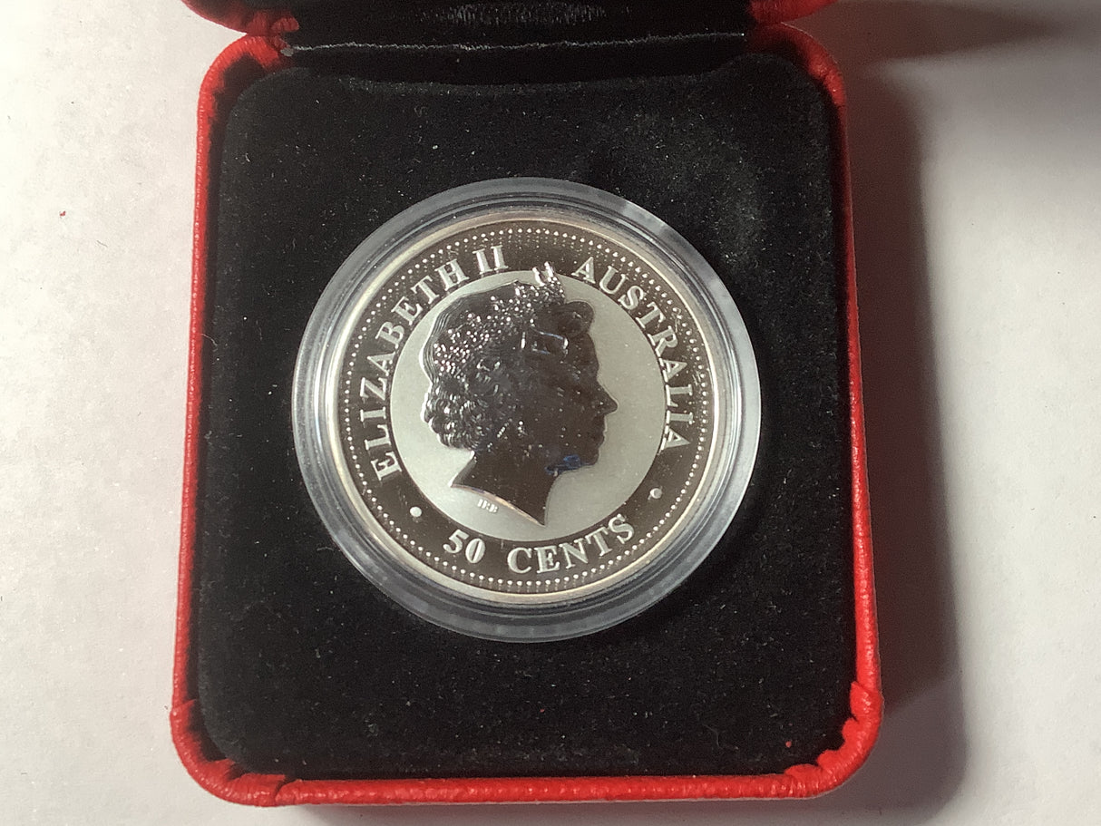 2004 50c Australian Proof Lunar Silver Series. Year of the Monkey 1/2 ounce Silver Coin.