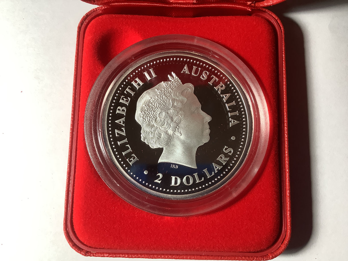 2005 $2 Australian Proof Lunar Silver Coin Series. Year of the Rooster 2-ounce Silver Coin.