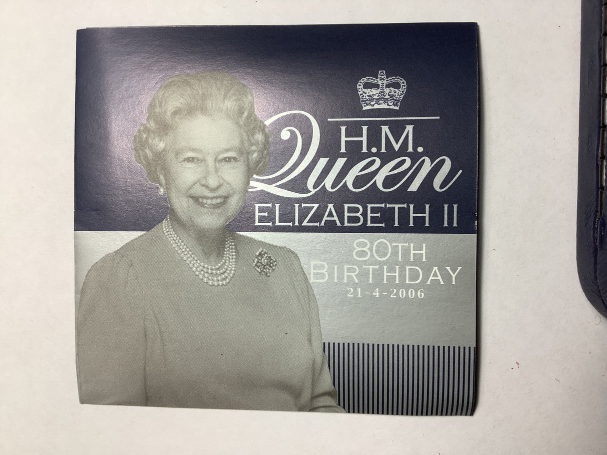 2006 $1 H.M. Queen Elizabeth II 80th Birthday 1 Ounce Silver Coin.