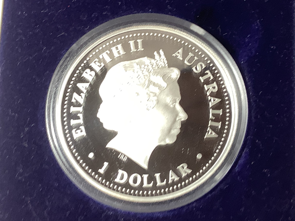 2006 $1 H.M. Queen Elizabeth II 80th Birthday 1 Ounce Silver Coin.