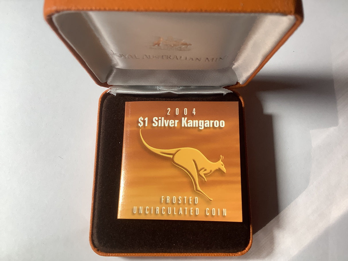 2004 $1 Silver Kangaroo Frosted Uncirculated Coin.