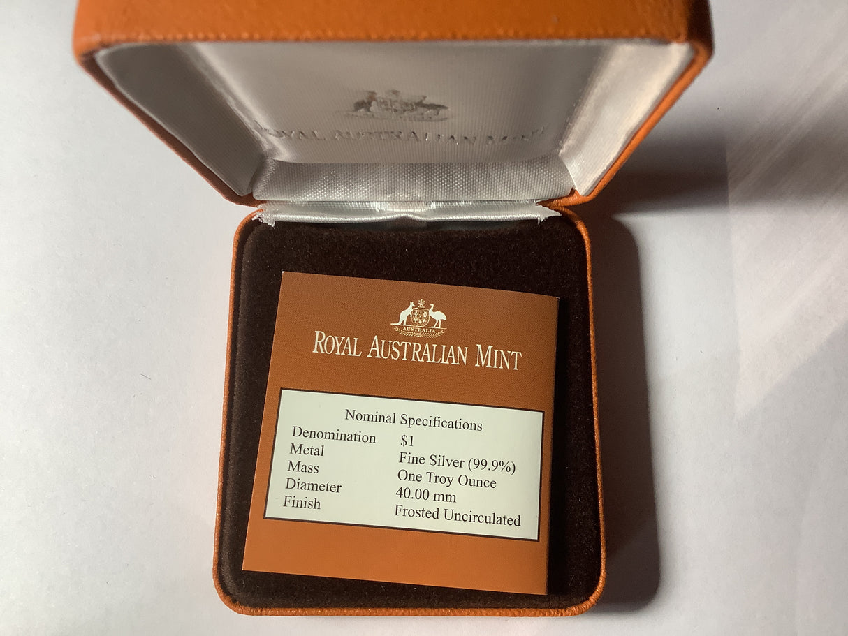 2004 $1 Silver Kangaroo Frosted Uncirculated Coin.