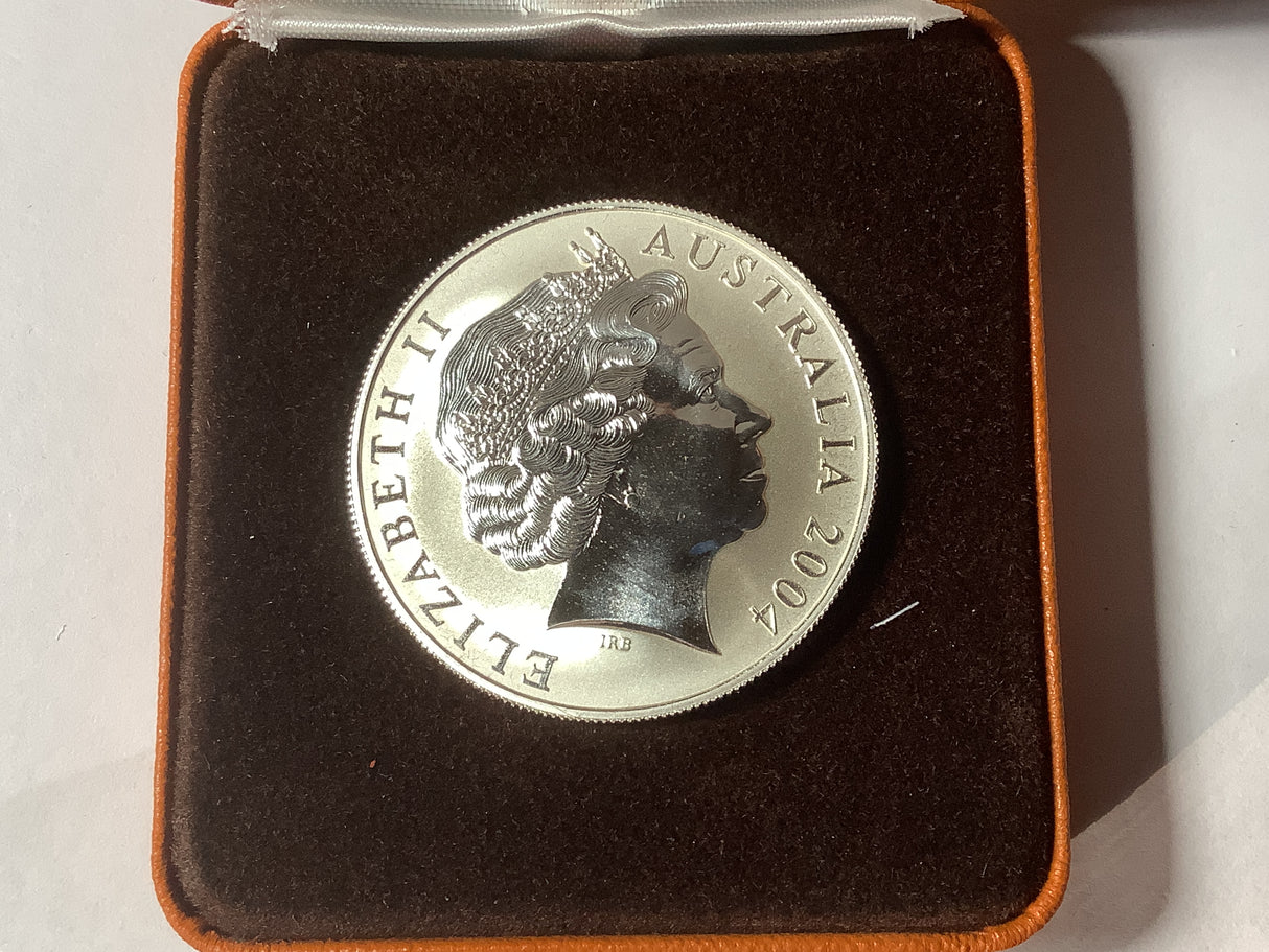 2004 $1 Silver Kangaroo Frosted Uncirculated Coin.