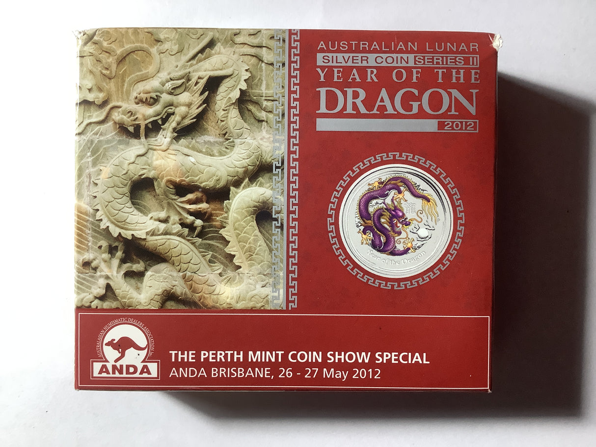 2012 $1 Year of the Dragon 1 ounce Silver Brisbane Anda Show