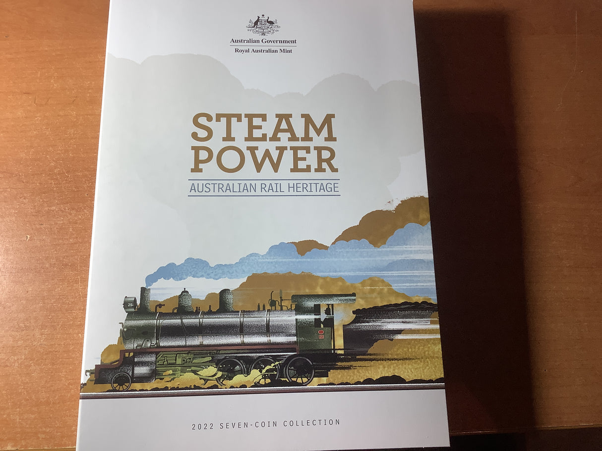 2022 Seven-Coin Collection Steam Power Australian Rail Trains Heritage.