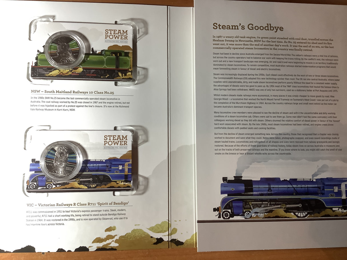2022 Seven-Coin Collection Steam Power Australian Rail Trains Heritage.