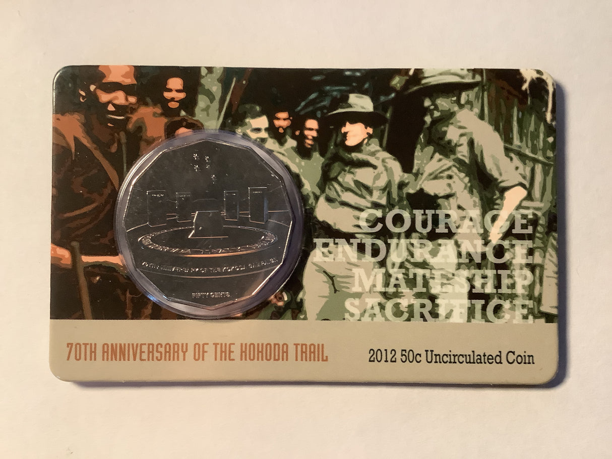 2012 50c Uncirculated Carded Coin. 70th Anniversary of the Kokoda Trail.