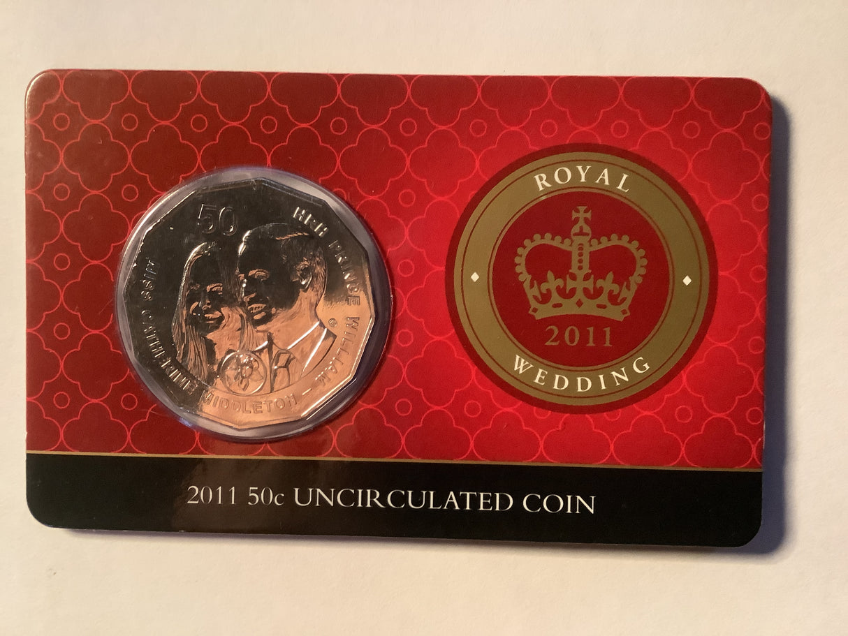 2011 50c Uncirculated Carded Coin. Royal Wedding.