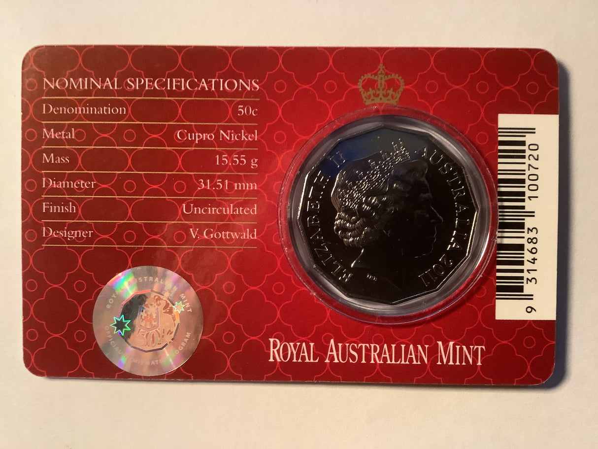 2011 50c Uncirculated Carded Coin. Royal Wedding.