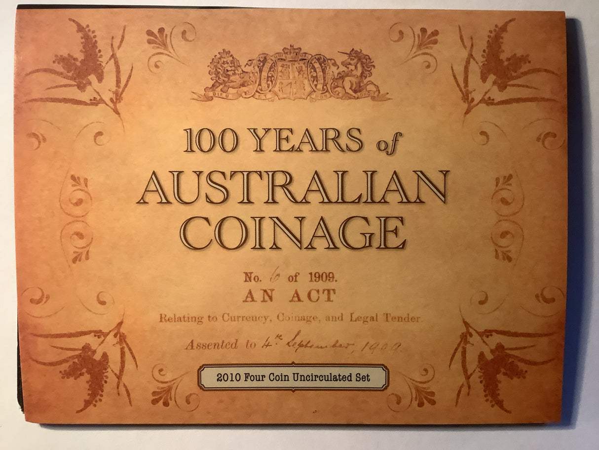 2010 Uncirculated 4 Coin Set. 100 Years of Australian Coinage.