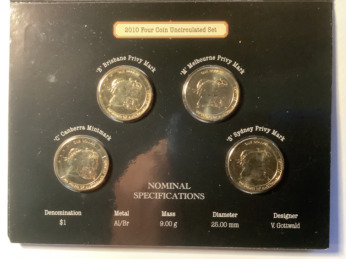 2010 Uncirculated 4 Coin Set. 100 Years of Australian Coinage.