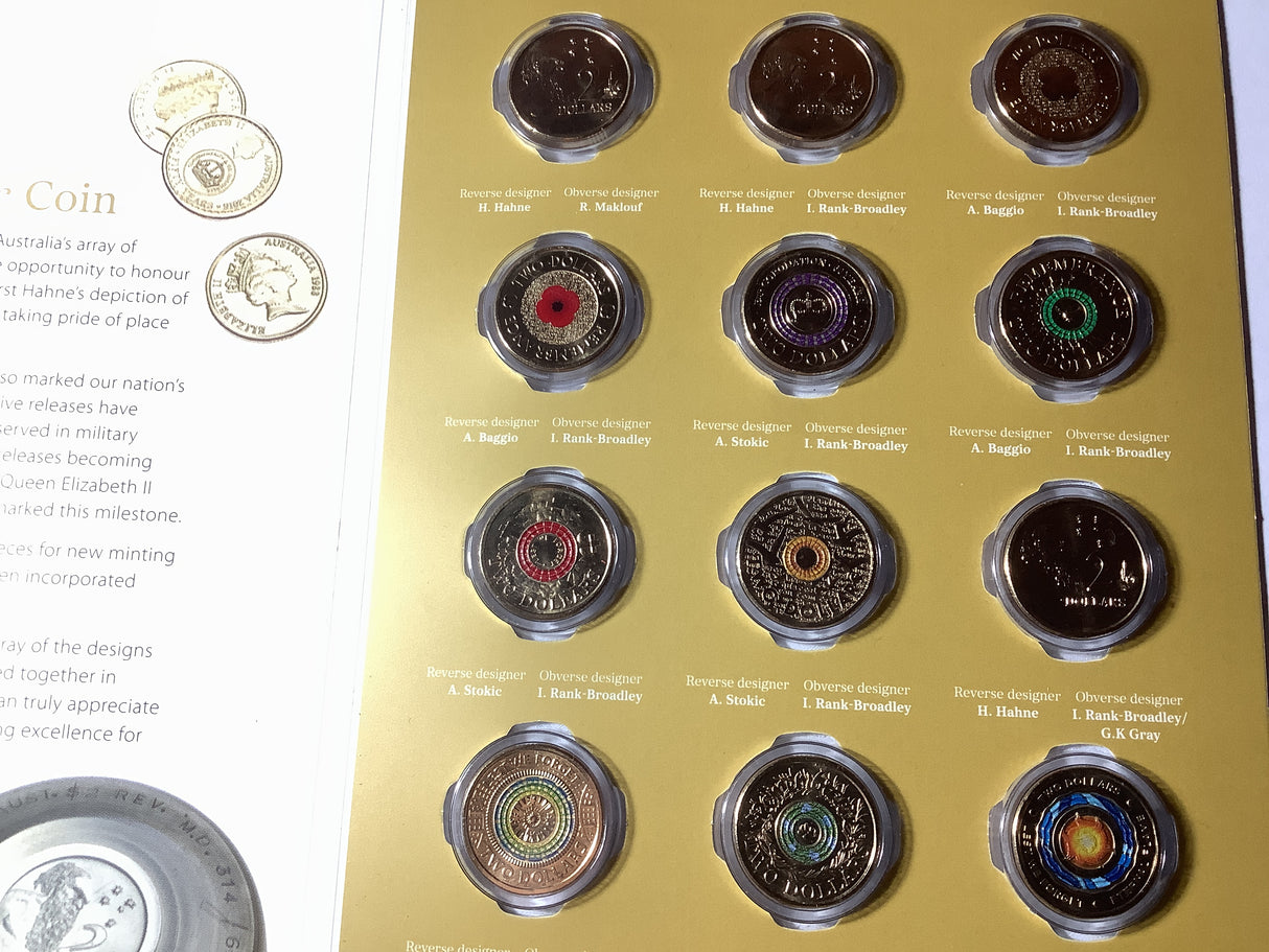 2018 12 30th Anniversary of The Two Dollar Coin. Twelve Coin Collection.