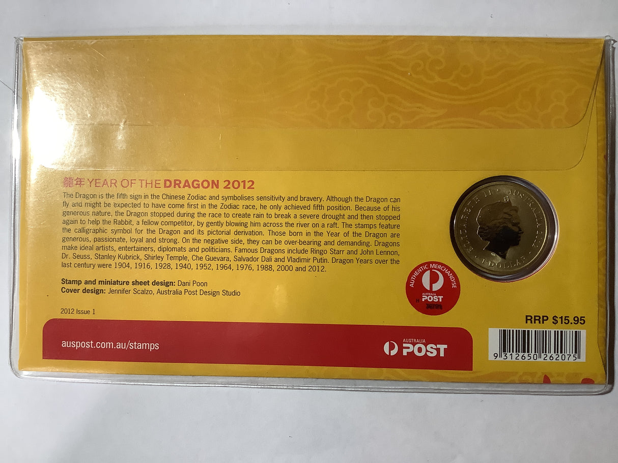 2012 Year of the Dragon PNC. Canberra Stamp Show. 250 MADE.