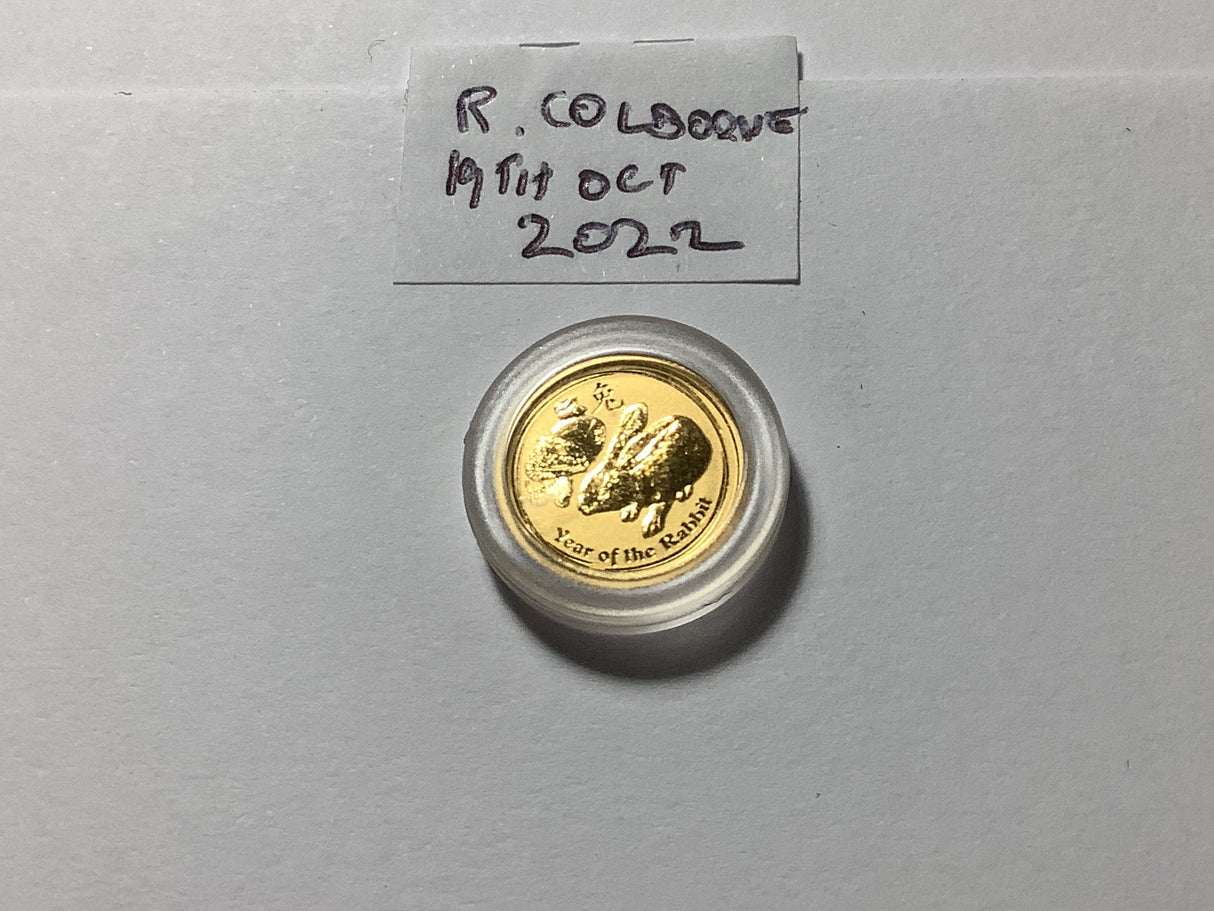 2011 1/20 ounce 9999 Gold Lunar Series 2 Year of the Rabbit