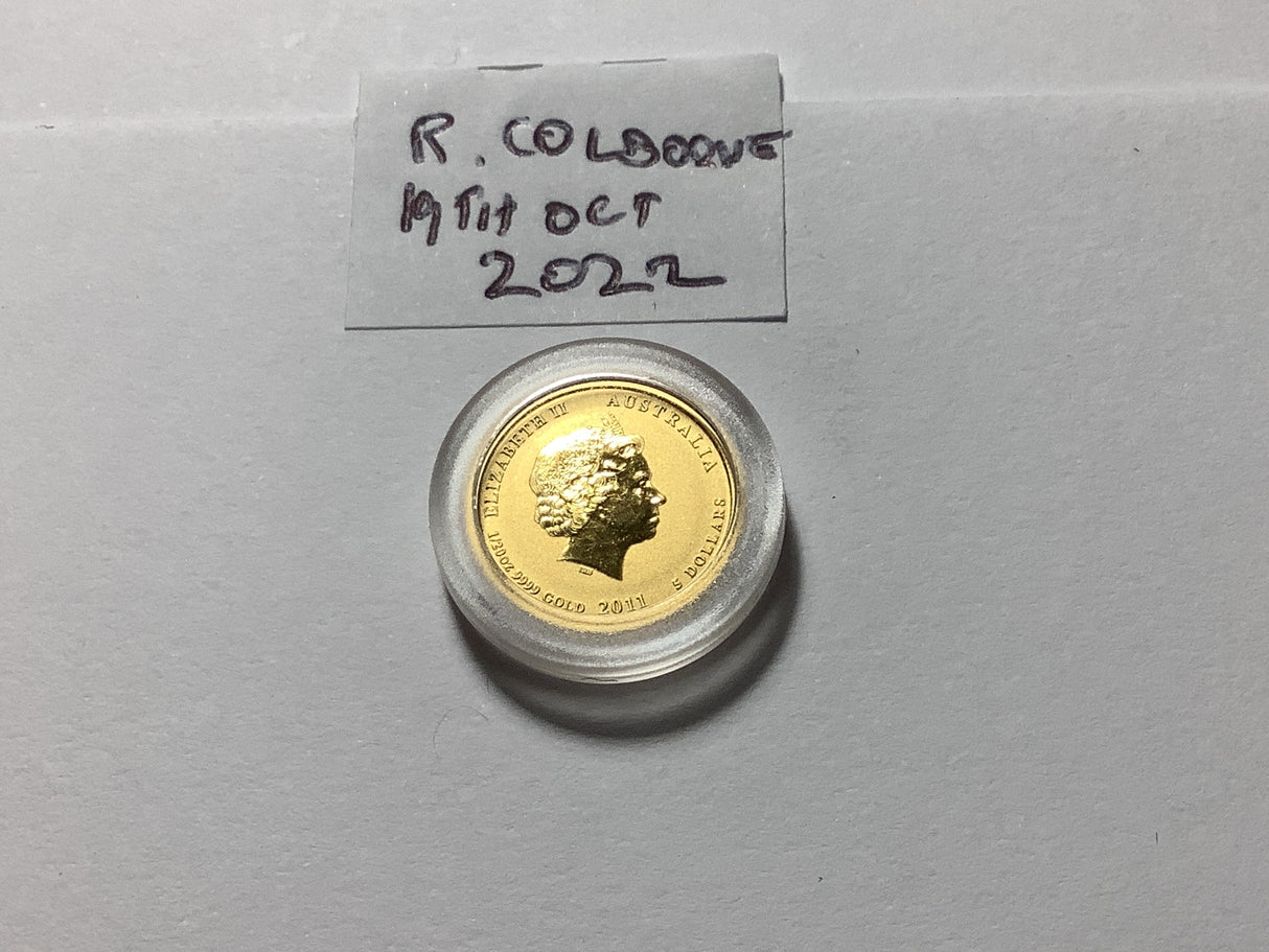 2011 1/20 ounce 9999 Gold Lunar Series 2 Year of the Rabbit