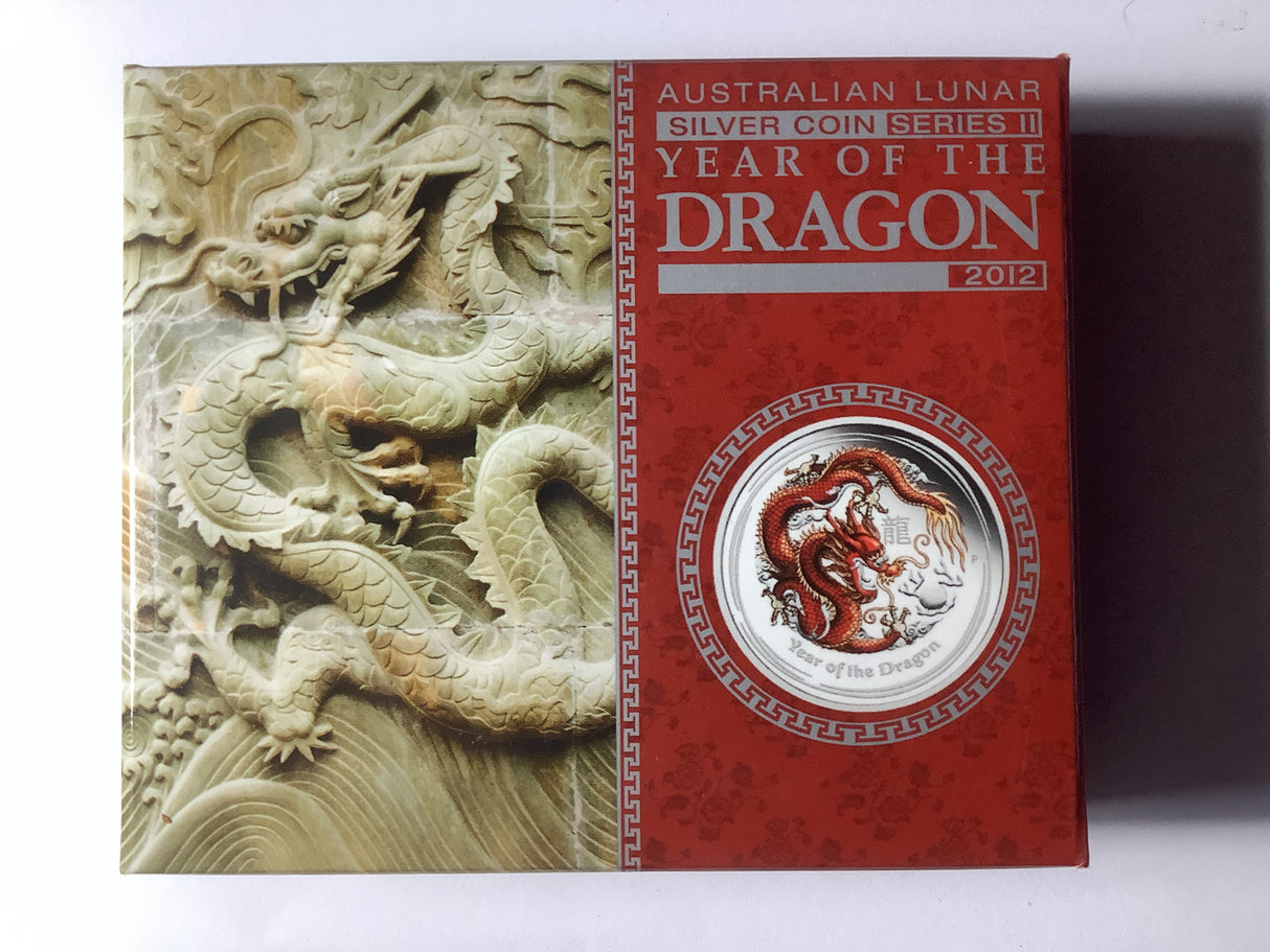 2012 Year of the Dragon 1oz Silver Proof Coloured Edition