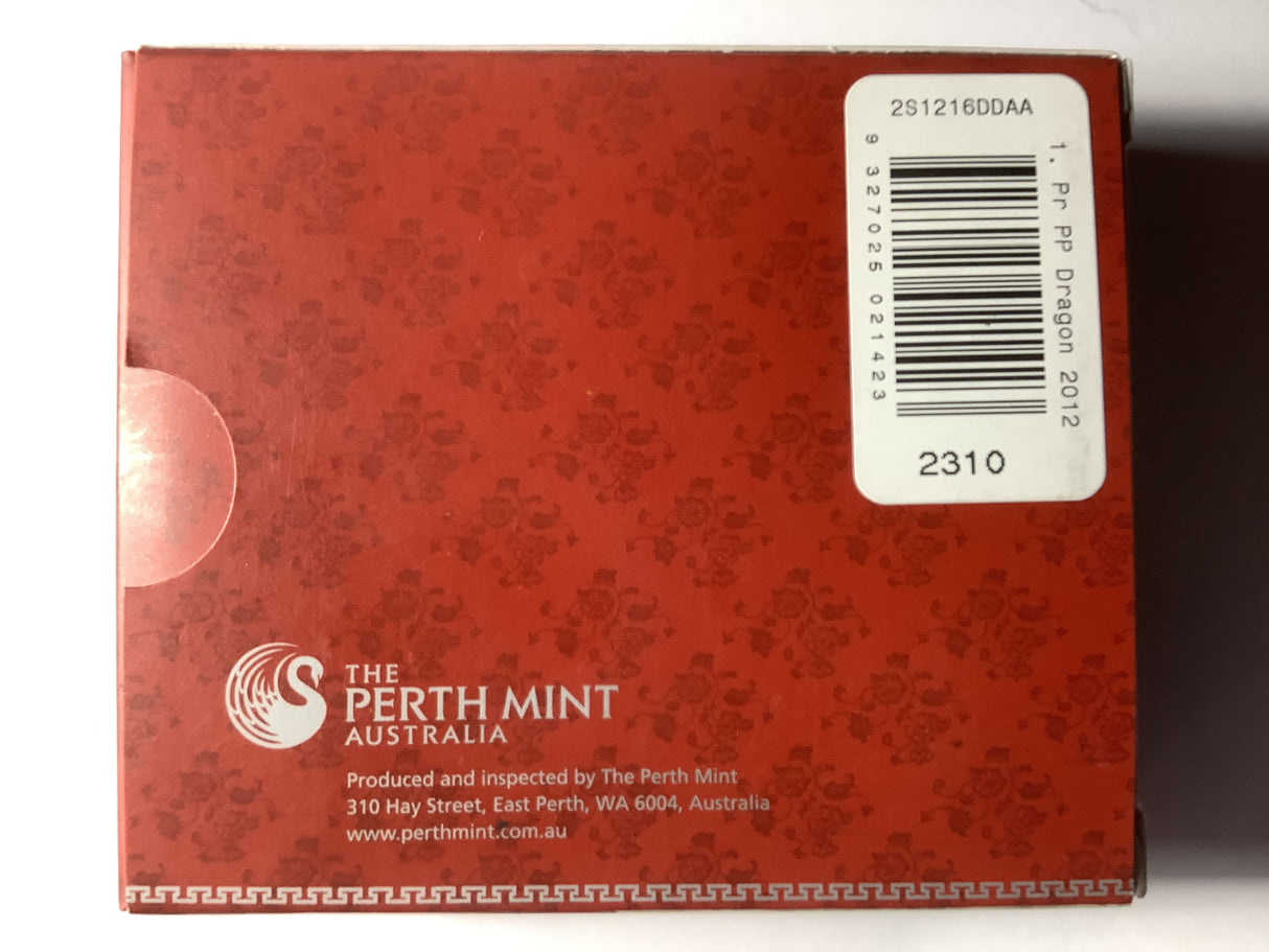 2012 Year of the Dragon 1oz Silver Proof Coloured Edition