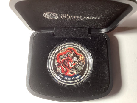 2012 Year of the Dragon 1oz Silver Proof Coloured Edition