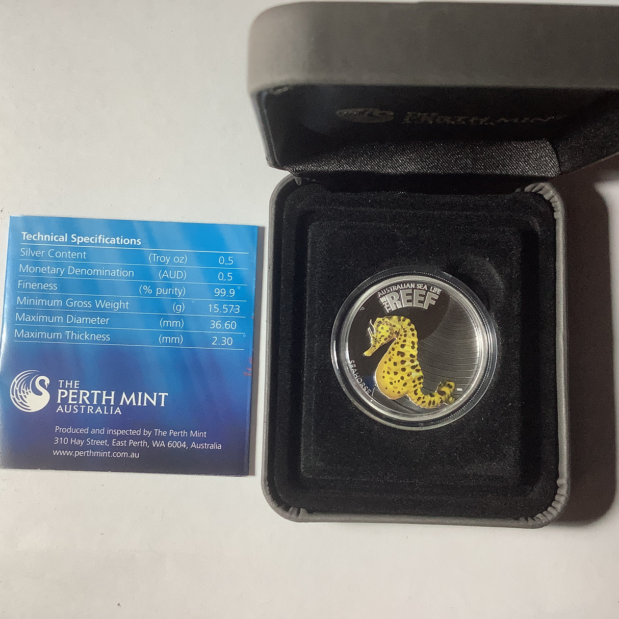2010 Australian Sea Life Sea Horse 1/2 ounce silver proof coin
