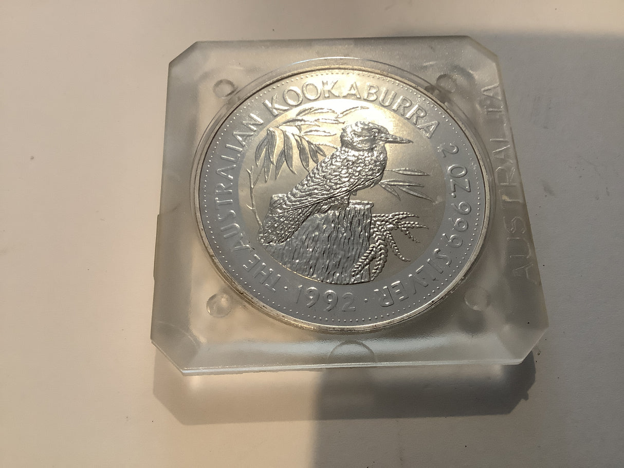 1992 $2 2 Ounce Silver Kookaburra.