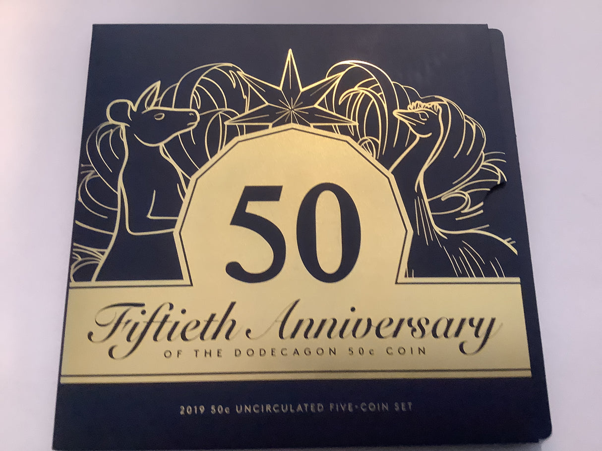 2019 50th Anniversary of the Dodecagon 50c Coin 5 Coin Set