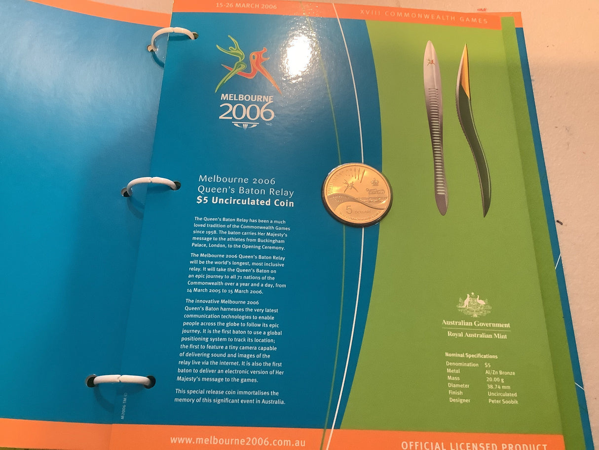 2006 Melbourne Commonwealth Games Uncirculated Coin Collection in Folder.
