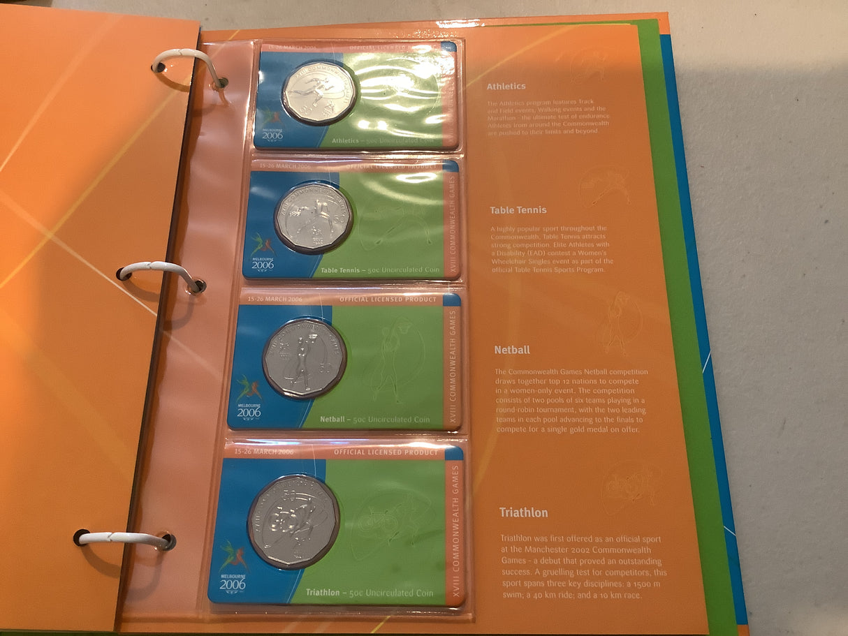 2006 Melbourne Commonwealth Games Uncirculated Coin Collection in Folder.