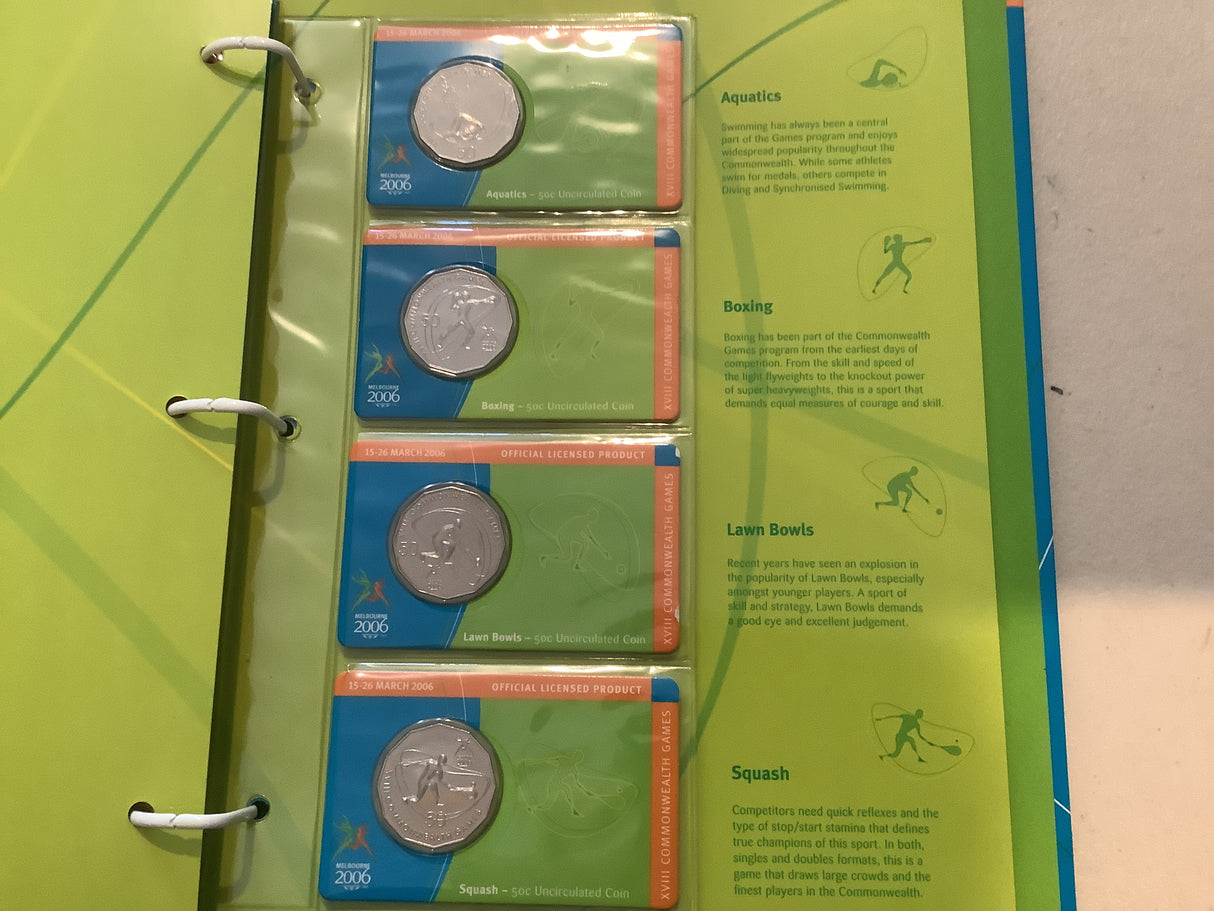 2006 Melbourne Commonwealth Games Uncirculated Coin Collection in Folder.