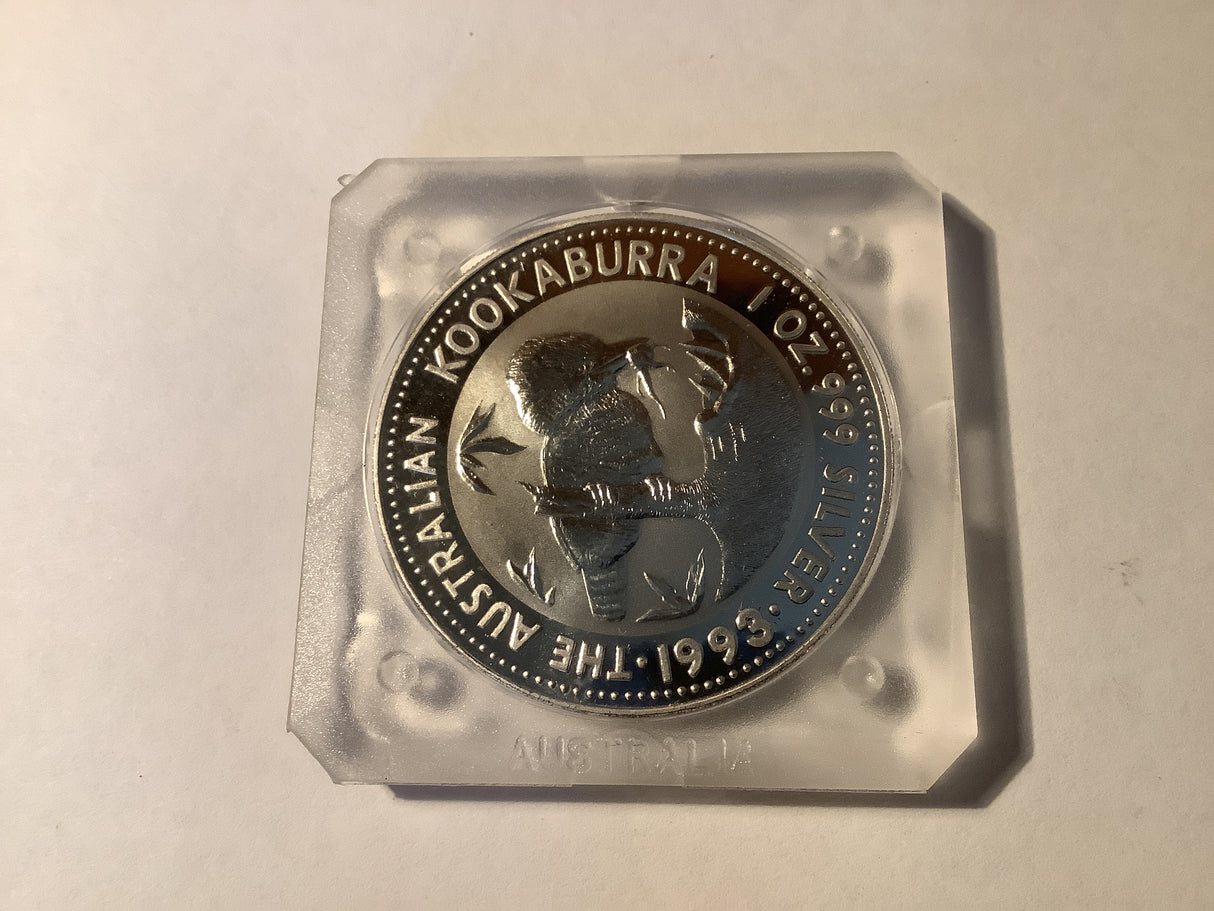1993 $1 1 ounce silver encapsulated Kookaburra.