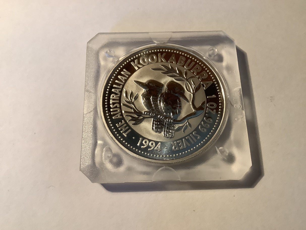 1994 $1 1 ounce silver encapsulated Kookaburra.
