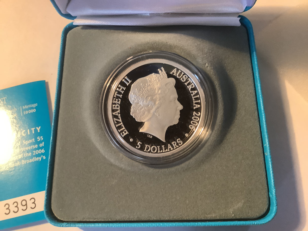 2006 $5 Commonwealth Games Fine Silver Proof Coin. City of Sport.