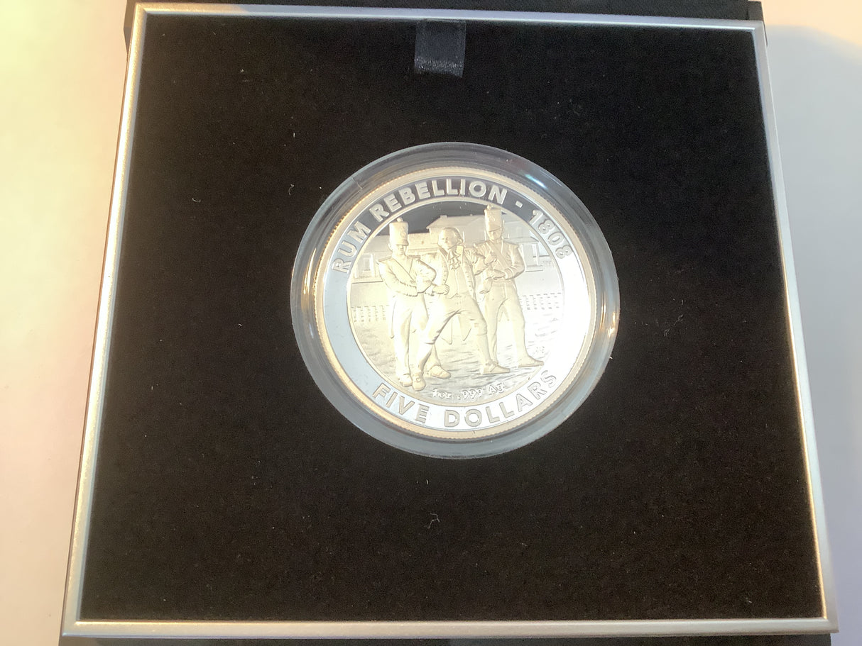 2019 $5 Silver Proof Coin. The Rum Rebellion.