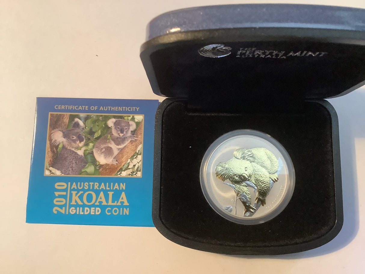 2010 $1 Australian Koala Gilded 1 ounce silver Coin.
