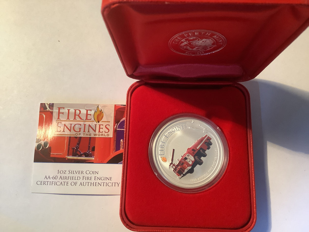 2006 $1 Fire Engines of the World Silver Coin. AA-60 Airfield Fire Engine.