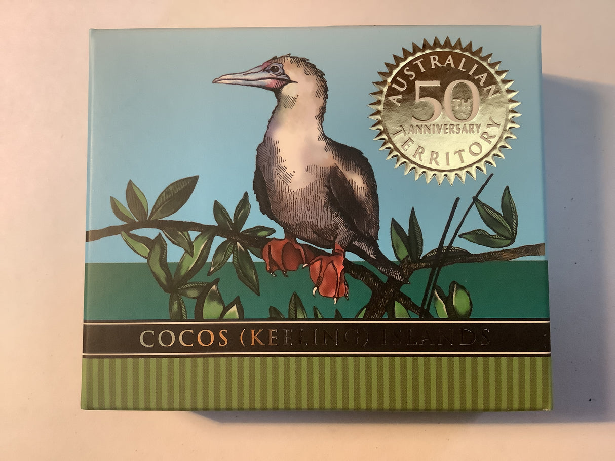 2005 $1 Coco Islands (Kelling) 50th Anniversary 1 ounce silver proof coin.