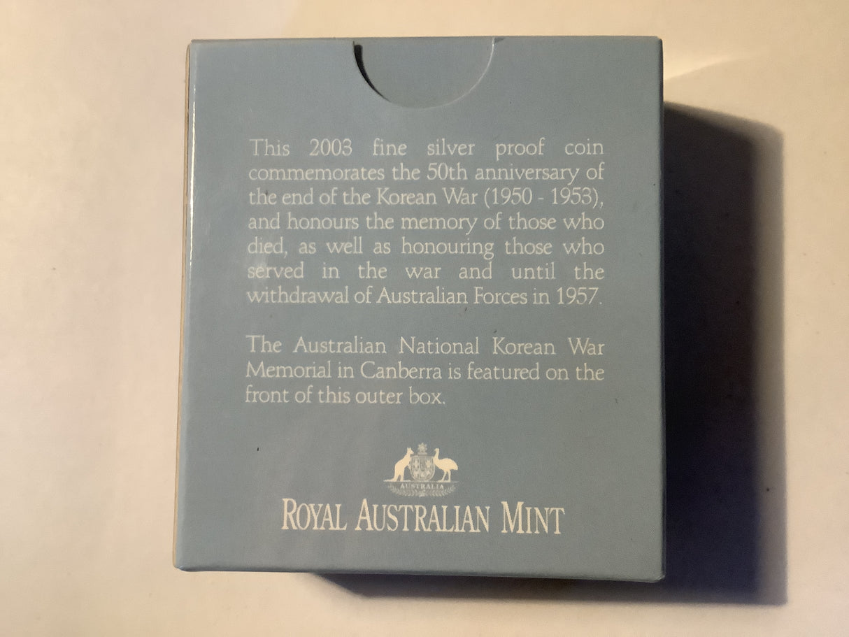 2003 $1 50th Anniversary of the end of the Korean War Silver Proof Coin.