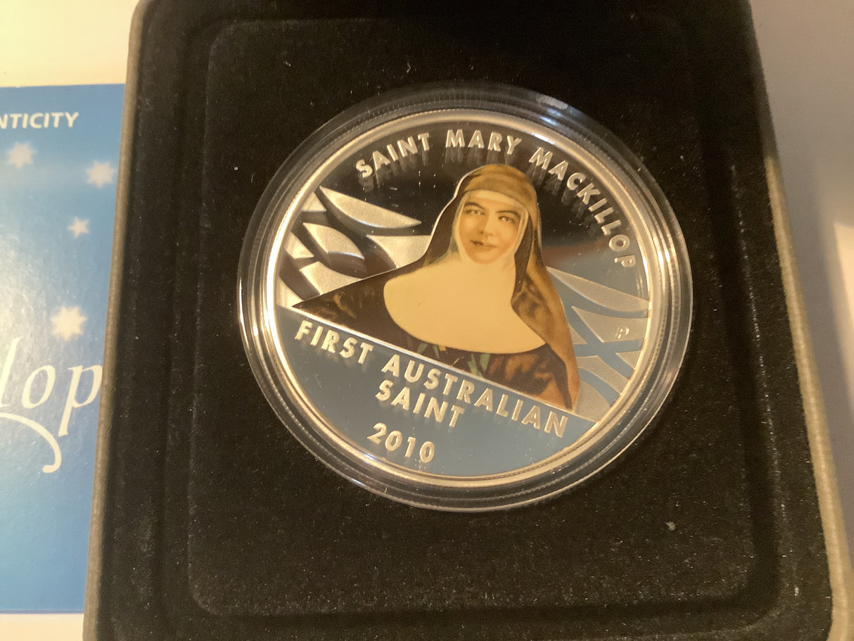 2010 $1 Silver Proof Coin. Saint Mary Mackillop.