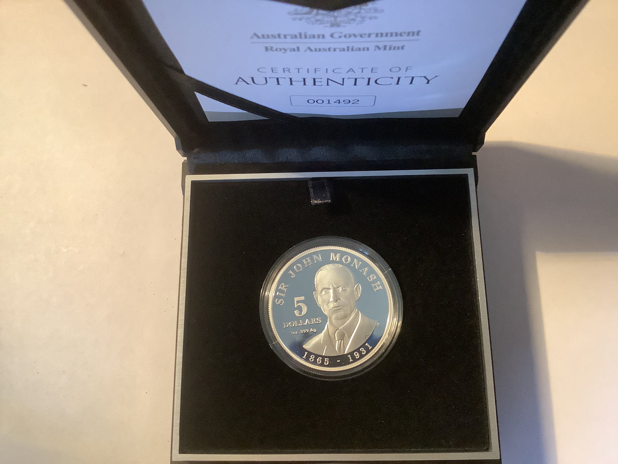 2018 $5 1 ounce Silver Proof Coin. Sir John Monash.