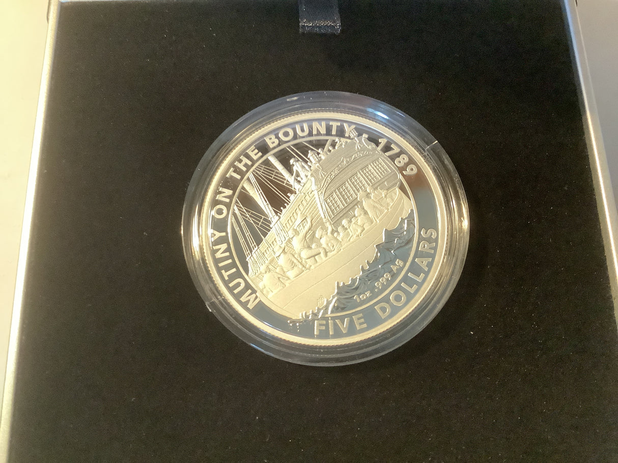 2019 $5 Silver Proof Coin. Mutiny on the Bounty 1789.