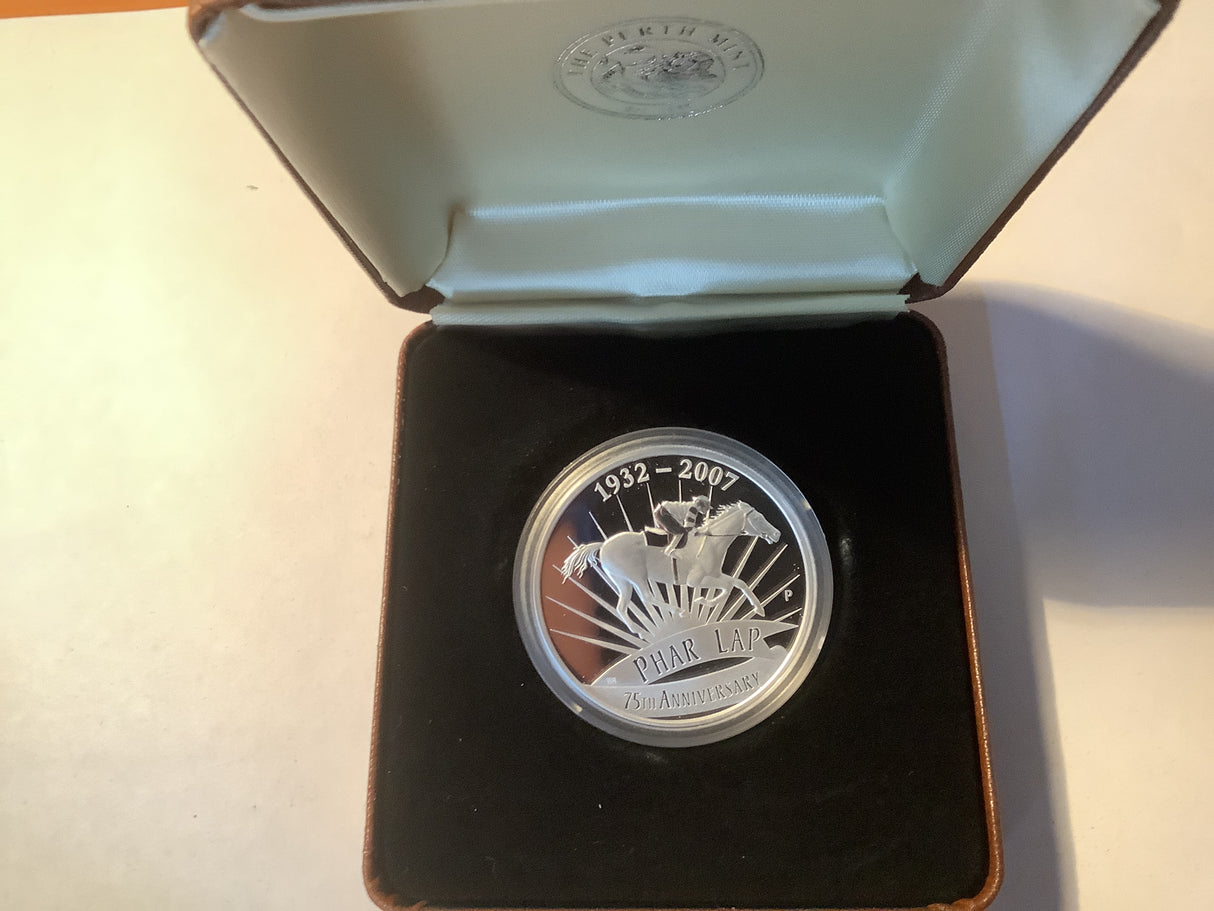 2007 $1 75th Anniversary of Phar Lap 1 ounce silver proof coin.