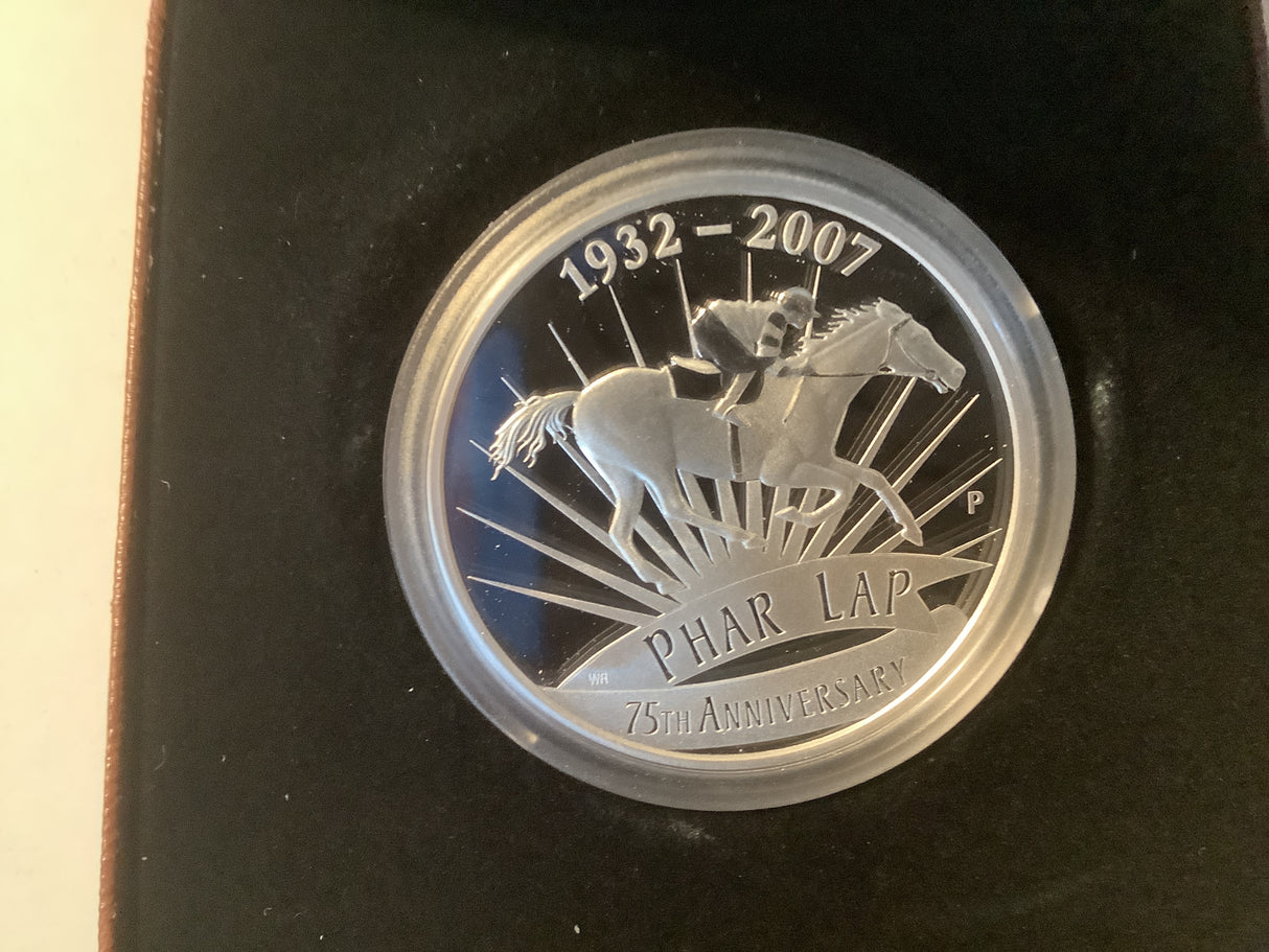 2007 $1 75th Anniversary of Phar Lap 1 ounce silver proof coin.