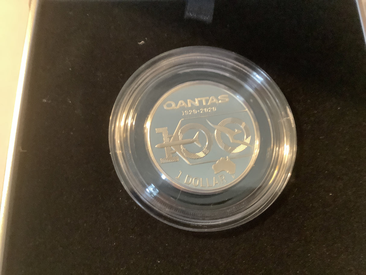 2020 $1 1/2 ounce silver proof coin. 100 Years of Qantas.