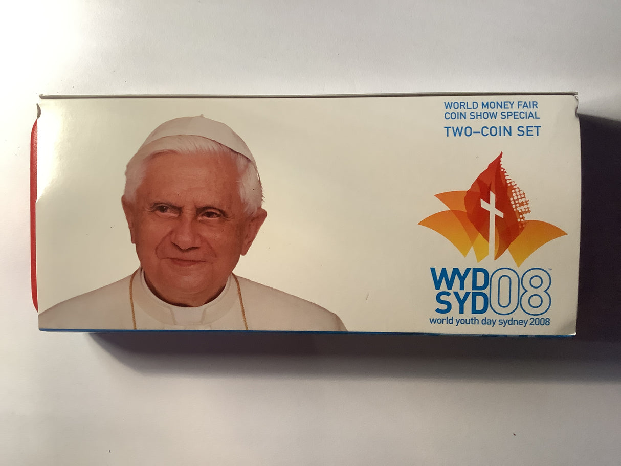 2008 World Money Fair Coin Show Special. Two Coin Set World Youth Day.