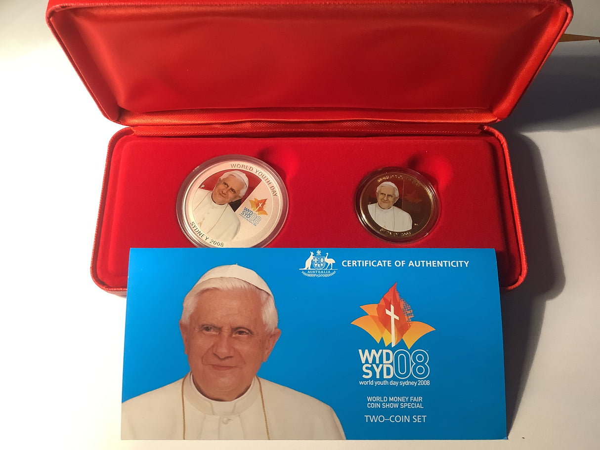 2008 World Money Fair Coin Show Special. Two Coin Set World Youth Day.