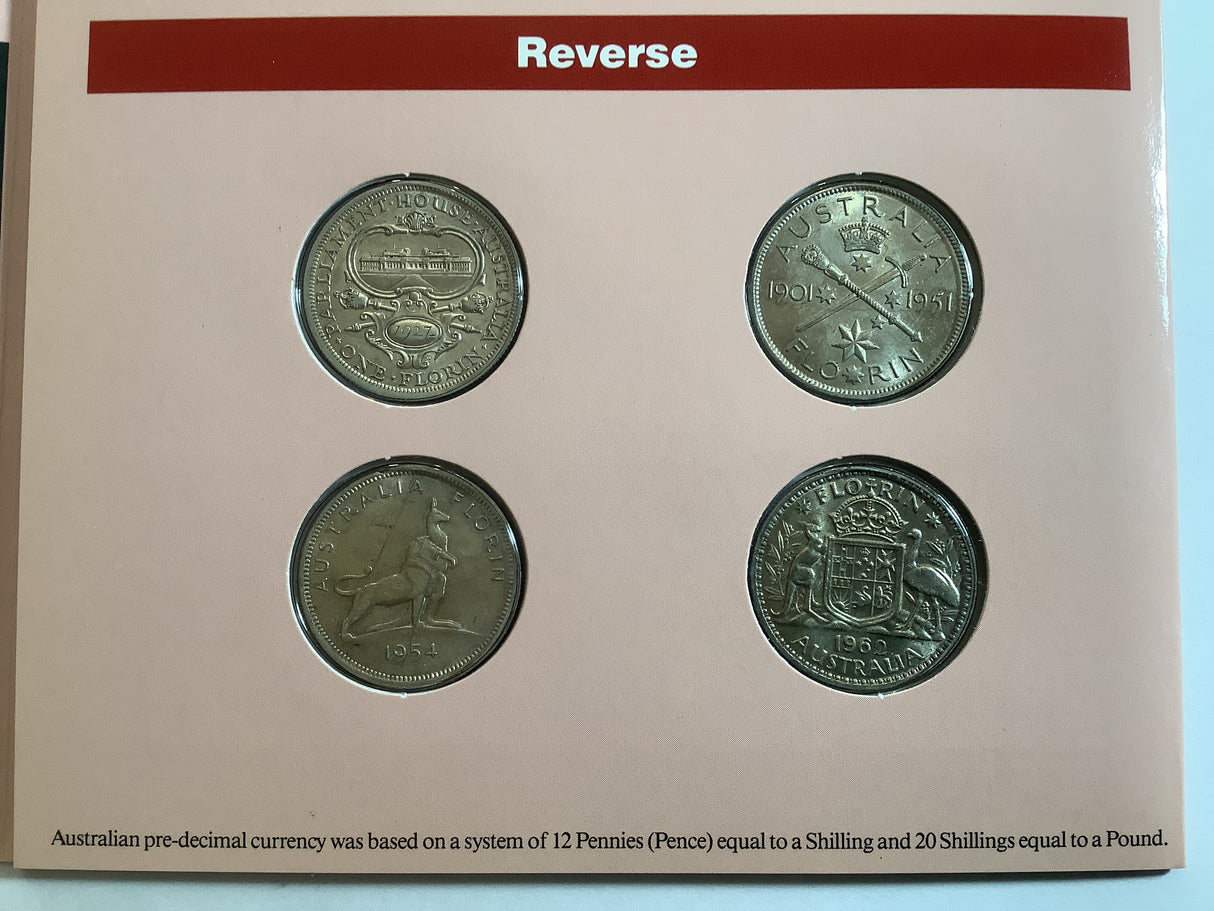 Australian Pre-Decimal Coin Set. Souvenir Set of Australian Florins