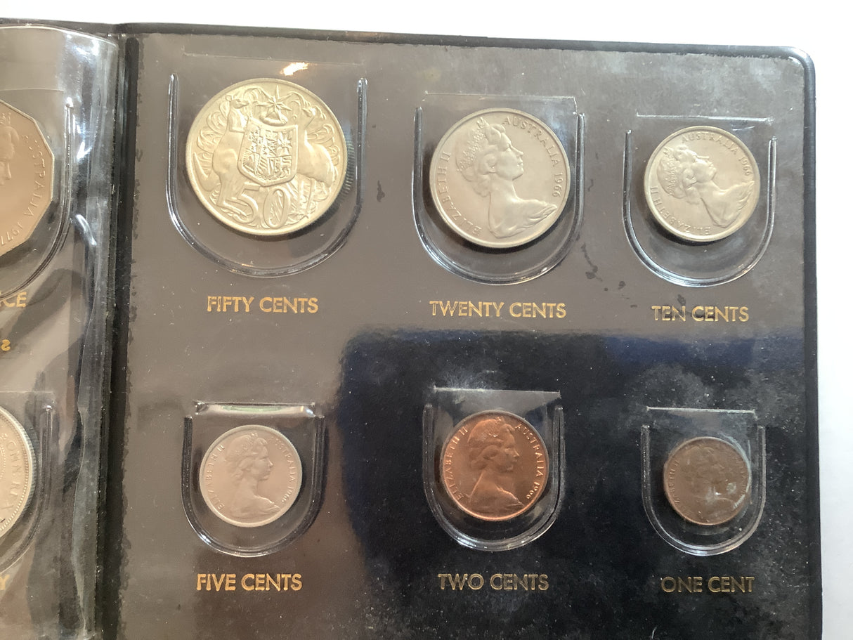 Australian Souvenir Coin Album Black. Australia L.S.D and Decimal Currency