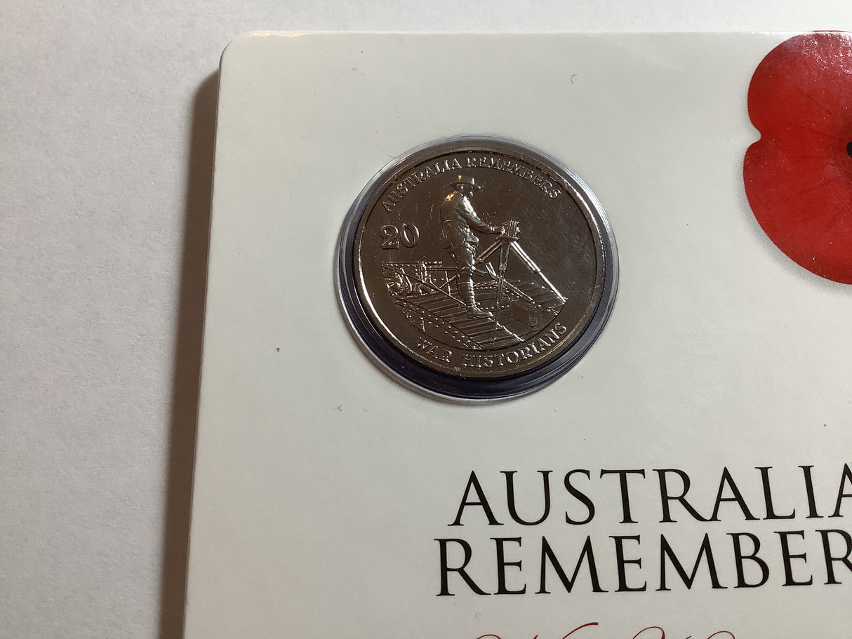 2011 20c Uncirculated Carded Coin. Australia Remembers. War Historians