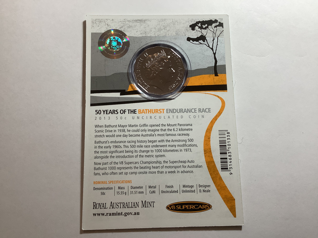 2013 50c 50 Years of the Bathurst Endurance Race. Mt Panorama