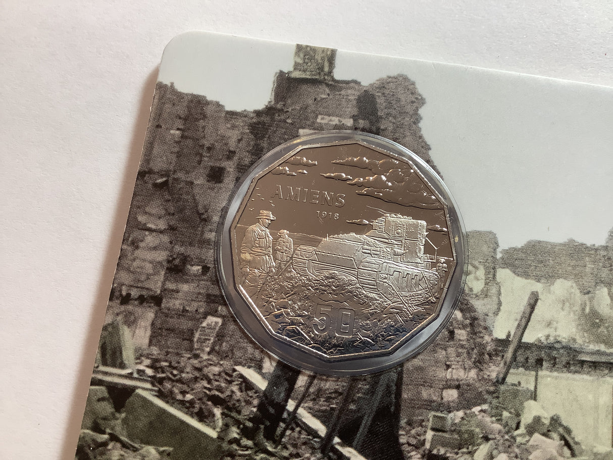 2018 50c The battle of Amiens uncirculated carded coin