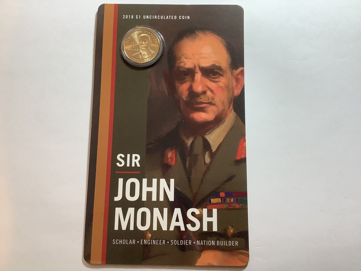 2018 $1 Sir John Monash uncirculated carded coin
